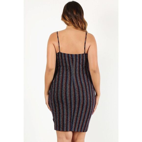 Plus Size Rainbow Striped Short Dress‎ - Picture 5 of 6